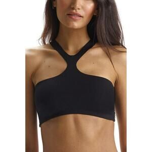 Commando Women's XS Black Neoprene Y-Front Crop Top Racerback Athleisure G28-14